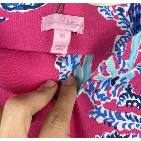 Lilly Pulitzer XS Tropical Resort Coral Print Coastal Wide Leg Pants Stretch - Picture 4 of 10